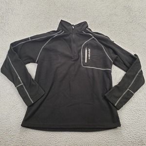 Head Sweater Mens Medium Black‎ Long Sleeve Pullover 1/4 Zip Mock Neck Fleece